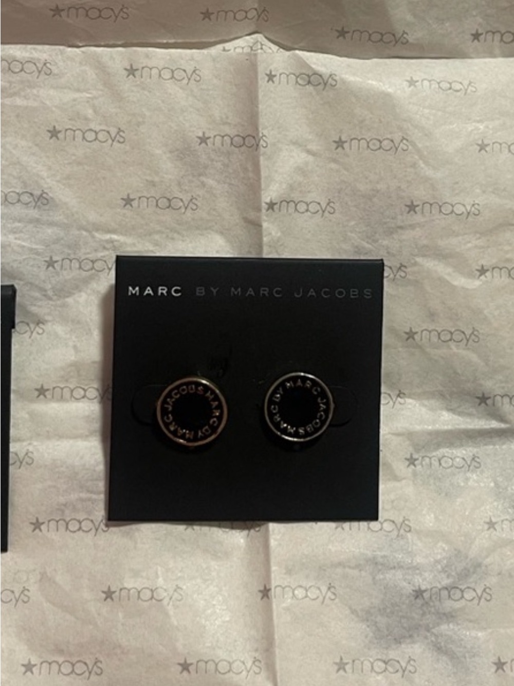 Marc by Marc Jacobs Black Round Logo Stud Earrings - Picture 1 of 1